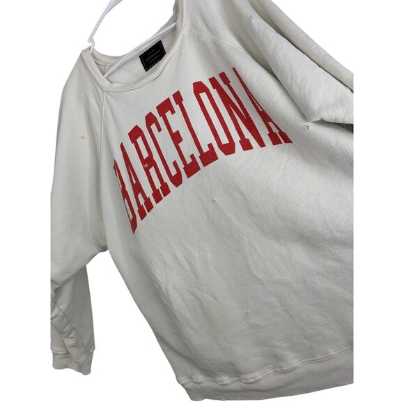 Rare Anthro Retrobrand Barcelona Sweatshirt XLarge White Pullover REE10502 - Picture 1 of 8